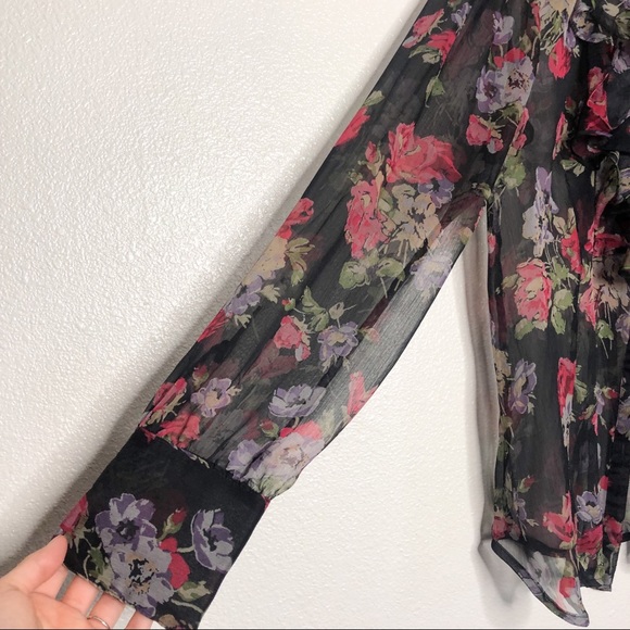 Lauren Ralph Lauren Sheer Black Floral Blouse - Picture 6 of 8
